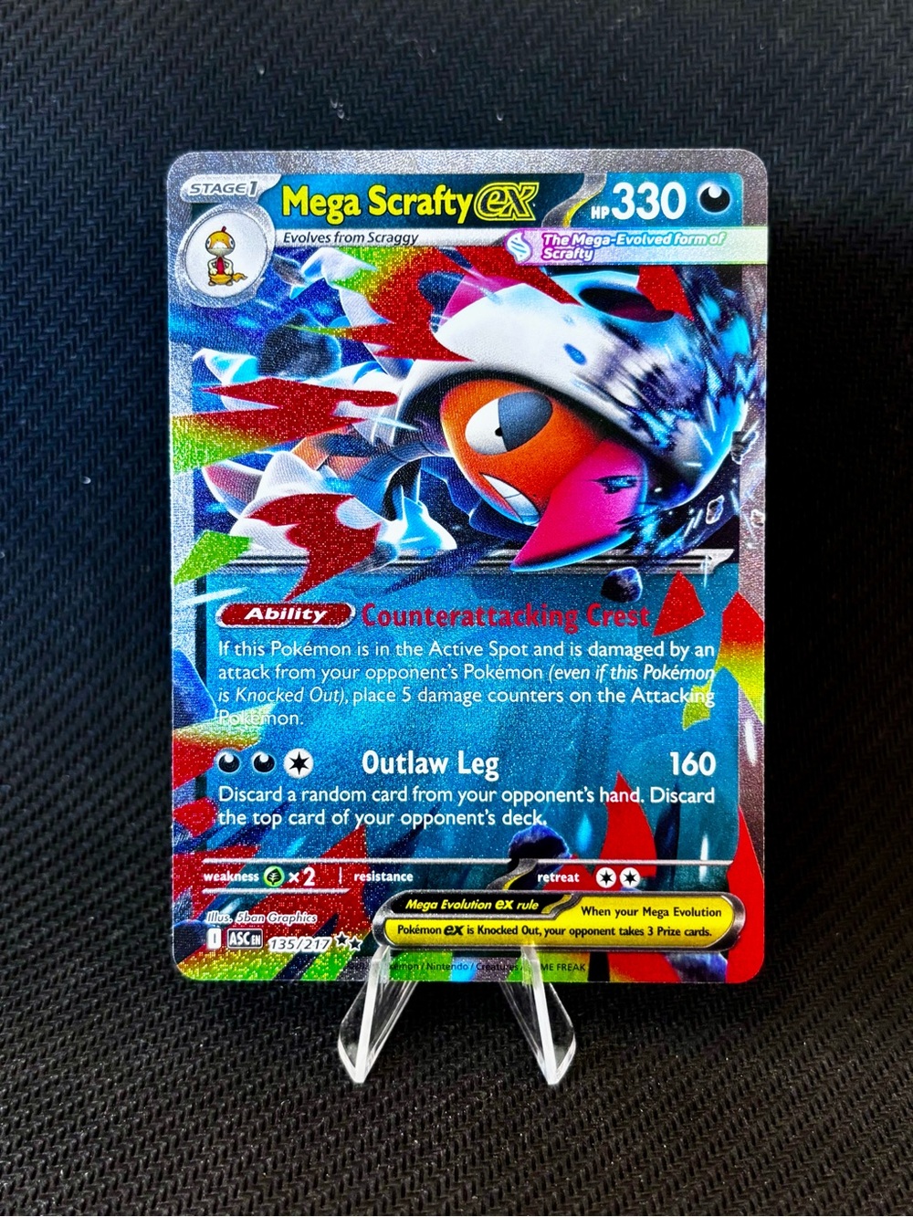 Pokemon Mega Scrafty EX Holographic Card - Ascended Heroes - NM
